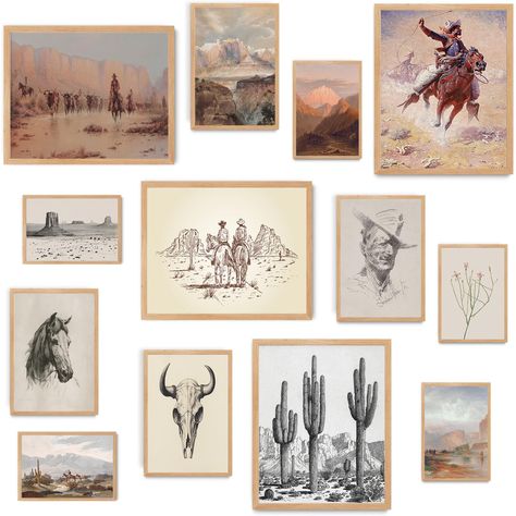 PRICES MAY VARY. 【Size】4 western art prints in 8x10 Inch/4 western art prints in 5x7inch/5 western art prints in 4x6inch - total 13 Pieces in different size. Please measure your wall before purchase to make sure you pick the right size. 【Aesthetic Western Decor】 The western decor set features vintage western wall art prints that capture the essence of cowboy life and southwestern style, ideal for enhancing various spaces, including Western bedrooms, bathrooms, and farmhouse-themed interiors. The Boho Country Living Room Decor, Western Transitional Decor, Western Bathroom Wall Decor, Modern Western Apartment Decor, Girly Western Living Room, Vintage Cowgirl Decor, Industrial Western Decor, Boho Western Bedroom Decor, Vintage Cowboy Decor