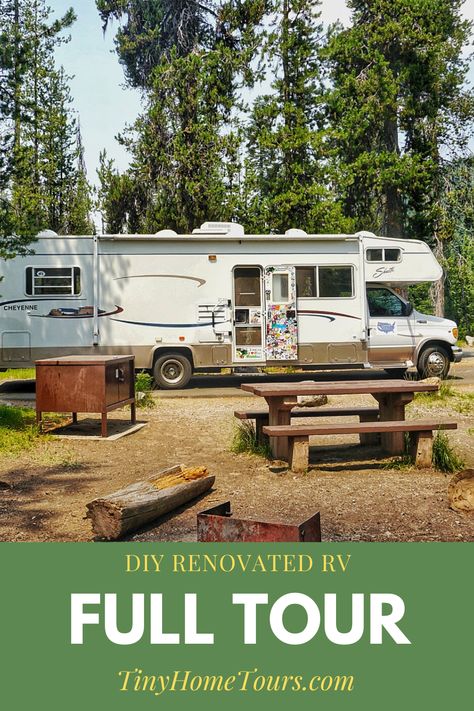 Diana and Alex live in their DIY renovated class C RV and sustain their travels on the road through various work camping opportunities. Class C Renovation, Remodeled Class C Rv, Rv Hacks Class C, Motorhome Remodel Class C, Best Class C Rv Floor Plans, Class C Rv, Camping Rv, Home On Wheels, Home Tours