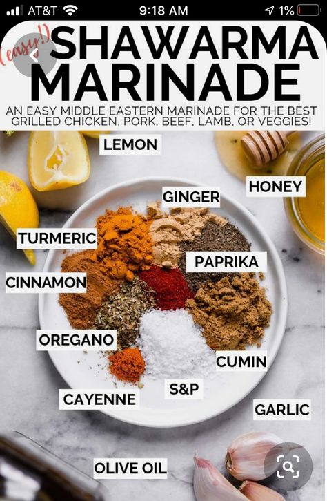 Shawarma Marinade, Homemade Shawarma, Homemade Marinade, Shawarma Chicken, Shawarma Seasoning, Hummus Bowl, Shawarma Recipe, Spice Mix Recipes, Lemon Honey