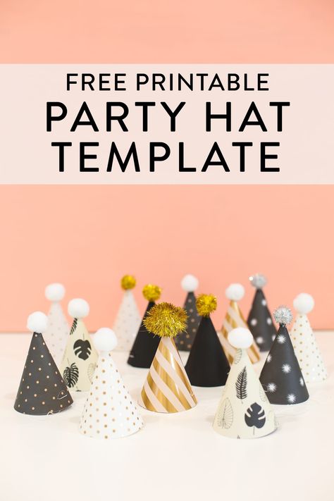 This printable party hat template is perfect to keep in your back pocket for all of your celebrations! Love this DIY idea for for New Year's Eve, birthdays, or for any party that needs some extra festiveness. Click for the free template. Printable Dog Party Hat, Birthday Party Hats Diy Free Printable, Diy Dog Party Hat, Dog Party Hat Template, Dog Birthday Hat Diy, Birthday Hat Template Free Printable, Diy Party Hats For Dogs, Diy Birthday Hat For Dog, Diy Birthday Hat