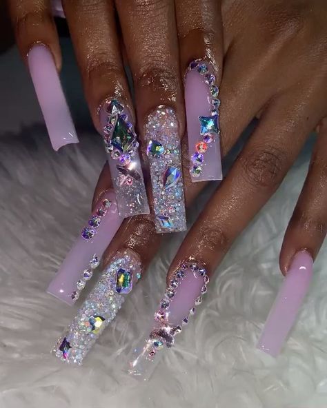 Bright Pink Nails With Design, Bright Acrylic Nails, Bright Summer Acrylic Nails, Baddie Fashion, Bright Pink Nails, Pedi Ideas, New Years Nail Designs, Daily Nails, Nails Design With Rhinestones