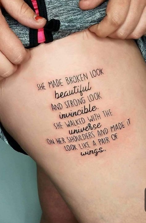 Quote Tattoos On Thigh For Women, Disney Quote Tattoos Meaningful, Inspirational Quotes Thigh Tattoos, Literary Tattoos Quotes, Quote Tattoo, Literary Tattoos, Inspiration Tattoos, Disney Tattoo, Meaningful Tattoos