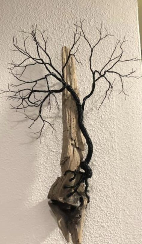 Tree Branch Wall Sculpture, Tree Branch Picture Frame, Tree Of Life Wire Wall Art, Tree Branch Wall Art Chritmas, Bonsai Tree Wire Sculpture, Copper Wire Crafts, Photo Wall Decor, Driftwood Projects, Wire Trees