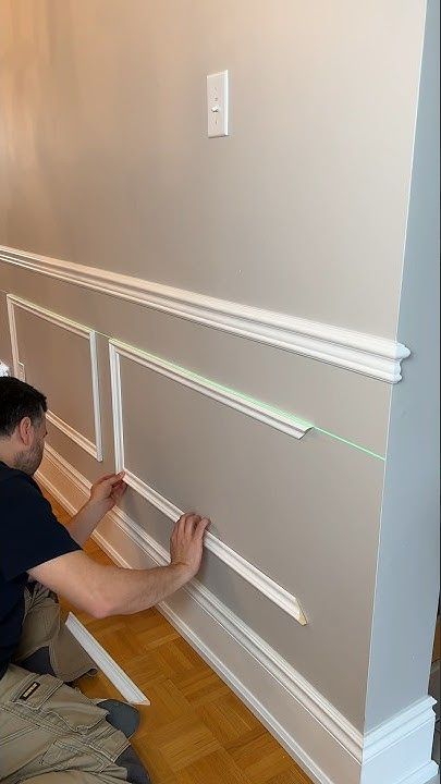 Wall Moulding Ideas Office, Decorative Trim Wall, Diy Wall Squares, Wall Moulding Ideas Hallways, Wainscoting Around Doorways, Wall Molding Decor Ideas, Easy Waynes Coating Ideas, Half Wall Molding Dining Room, How Tall Should Wainscoting Be