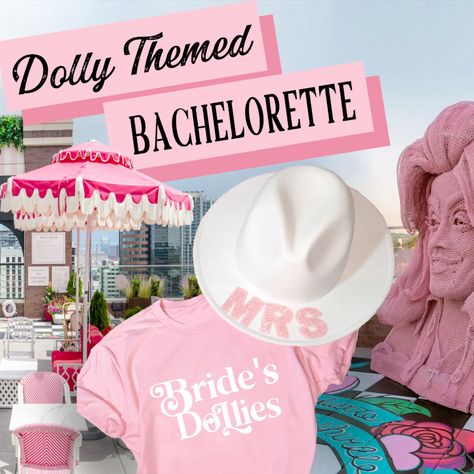 dolly theme bachelorette party ideas pink sequin retro sequin fringe jacket slim can coolers bride's dollies rose gold hair clips disco balloons bride stadium cups Dolly Parton Bachelorette Shirts, Nashville Bachelorette Party Dolly Parton, Dolly Parton Bachelorette Party Outfit, Dolly Themed Bachelorette Party, Dolly Parton Themed Bachelorette Party, Dollywood Bachelorette Party, Dollywood Bachelorette, Dolly Bachelorette Party, Dolly Parton Party Theme