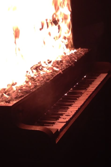 Burning piano. OK for an iPhone shot. Burning Piano, Burning Letters Aesthetic, Book On Fire, Arson Aesthetic, Hedda Gabler, Hypnotize Me, Saints And Sinners, Chaotic Academia, Nara