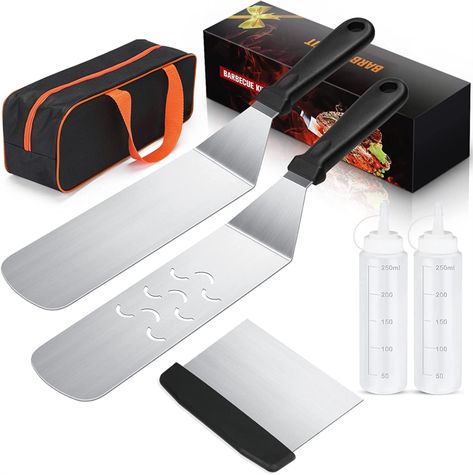 Blackstone Griddle Accessories Kit, 6pcs Flat Top Grill Accessories Set for Blackstone and Camp Chef with Spatula & Carry Bag, Great for Outdoor BBQ & Teppanyaki and Camping Griddle Accessories, Stainless Steel Griddle, Bakeware Accessories, Cooking Kit, Flat Top Grill, Camp Chef, Griddle Cooking, Clean Plates, Iron Accessories