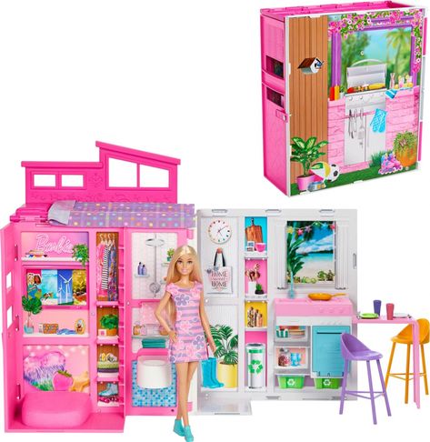 Barbie Barbie Getaway doll house with doll HRJ77 Loft Style Homes, Barbie Sets, Lego Minecraft, Barbie Doll House, Relaxing Bedroom, Cozy Lounge, House Accessories, Play Areas, Stylish Bathroom