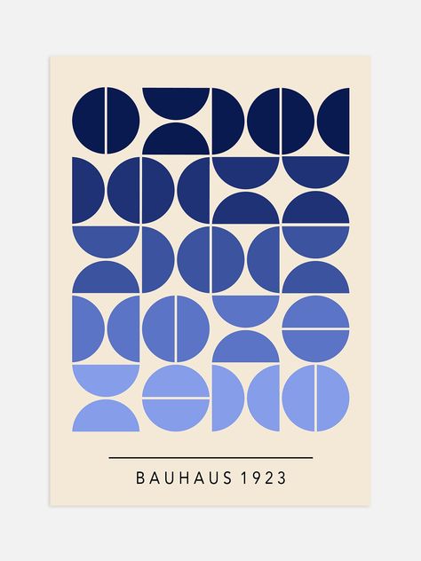 This expertly crafted Bauhaus poster features a captivating blue gradient and striking semi circles, making it a must-have for any modern art enthusiast. Elevate your interior design with this bold and timeless piece that will surely impress. Portfolio Illustration, Retro Map, Bauhaus Art, Bauhaus Poster, Mid Century Scandinavian, Blue Gradient, Black And White Abstract, Flower Market, Map Print