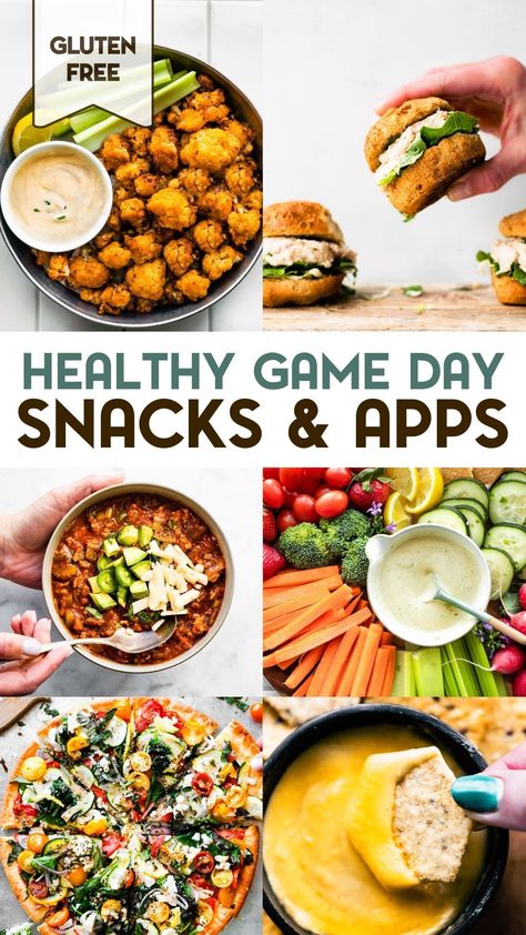 A round-up of our favorite gluten-free game day recipes. Whether you’re enjoying a Sunday game at home, hosting a Super Bowl party, or just bringing a dish, we gathered up our favorite snacks made with nutritious ingredients so everyone can partake in game day festivities. Whole 30 Game Day Food, Game Day Appetizers Healthy, Appetizers For Game Day, Healthy Game Day Food, Healthy Game Day Snacks, Game Day App, Game Time Snacks, Game Day Recipes, Game Day Appetizers