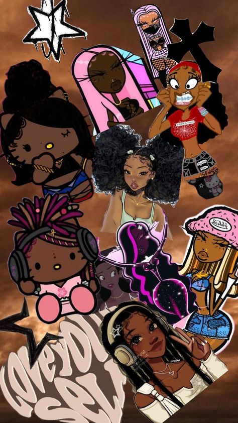 Dark Skin Wallpaper, Black People Wallpaper, Black People Art, Baddie Cartoon Pfp, Baddie Cartoon, Skin Wallpaper, Black Alt, Pfp Dark, Cartoon Pfp