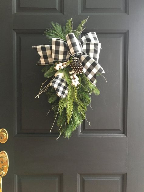 CHRISTMAS SPECIAL Christmas Swag For Front Door Christmas | Etsy Farmhouse Swag, Swag For Front Door, Evergreen Swag, Winter Swag, Front Door Christmas, Mitten Ornaments, Christmas Swag, Christmas Front Doors, Floral Swag