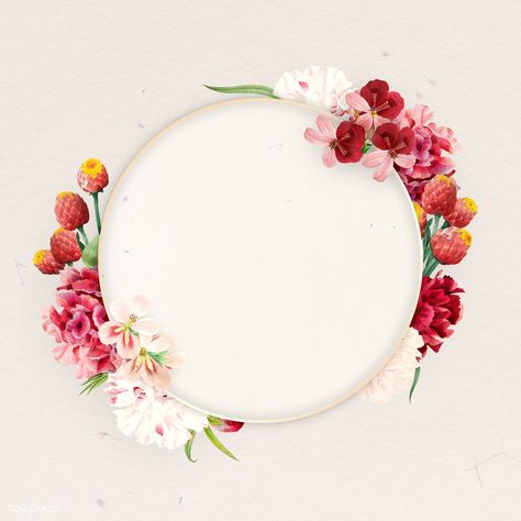 Round colorful floral frame social ads template | premium image by rawpixel.com / manotang Flower Circle Frame, Watercolor Flower Frame, Vintage Plants, Ads Template, Vintage Paper Printable, Html Color Codes, Powerpoint Animation, Free Wedding Invitation Templates, Frame Watercolor