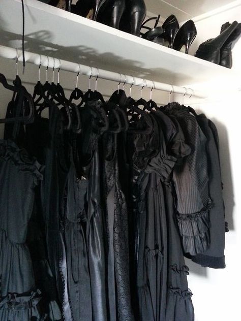 / Goth Closet, Gothic Closet, Gothic Wardrobe, Georgia House, Moon Dark, Dress Room, Gothic Outfit, Black Closet, Black Soul