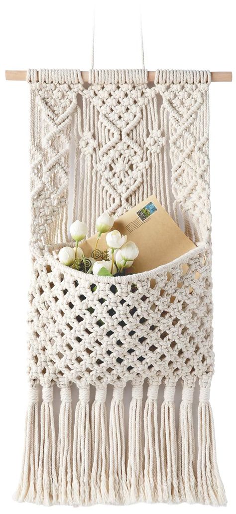 Mkono Macrame Organizer Macrame Wall Hanging Bedroom, Mail Holder Wall, Diy Macrame Wall Hanging, Art Macramé, Pola Macrame, Magazine Storage, Makramee Diy, Macrame Wall Hanging Diy, Macrame Wall Hanging Patterns