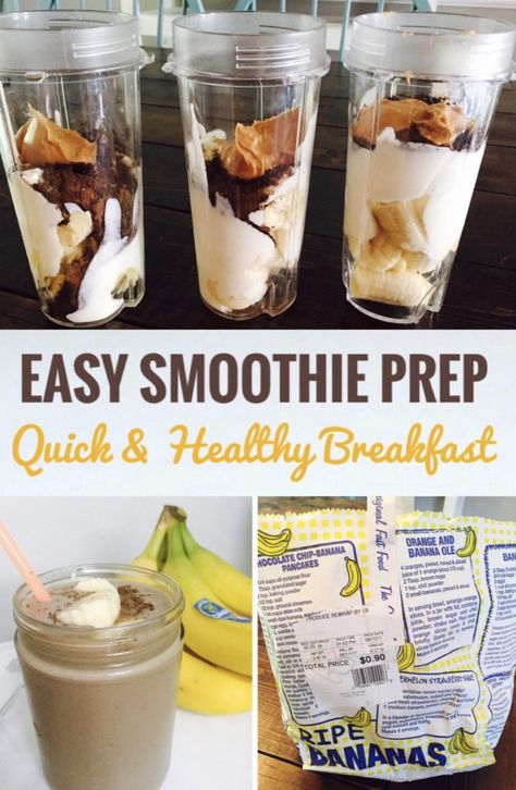 Easy Smoothie Prep using Ninja Blender Cups - Glitter On A Dime Chocolate Peanut Butter Smoothie Recipes, Banana Chocolate Peanut Butter, Frozen Smoothies, Peanutbutter Smoothie Recipes, Smoothie Bowl Vegan, Quick And Healthy Breakfast, Flavored Waters, Banana Apple Smoothie, Chocolate Banana Smoothie