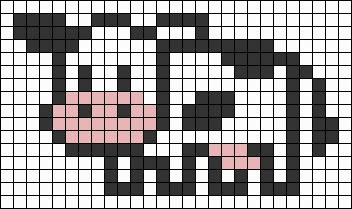 Perler Bead Patterns Cow, Perler Bead Cow Pattern, Pixel Cow, Cow Grid Pattern, Perler Bead Cow, Cow Perler Bead Patterns, Cow Pixel Art, Pixel Art Black, Cow Pixel Art Grid