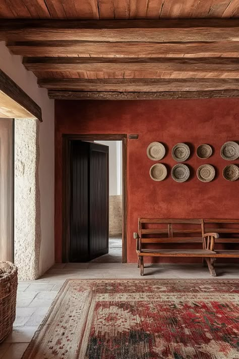 Diseño Interior de Masías Catalanas: Cómo Revivir Espacios Históricos | VIVA Spanish Country Home Interior Design, Santa Fe Homes Interiors, Artisanal Interior Design, Cowboy Interior Design, Andalusian Interior, Mexican Modernism Interior, Mexican Interior Design Modern, Hacienda Interior Design, Clay Block