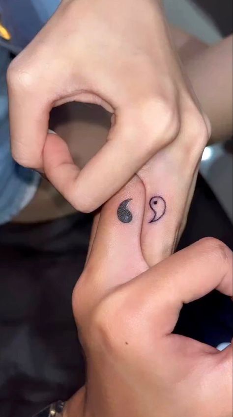 Couple Tats, Him And Her Tattoos, Anniversary Tattoo, Balance Tattoo, Flower Spine Tattoos, Matching Friend Tattoos, Ying Yang Tattoo, Minimalistic Tattoo Ideas, Matching Best Friend Tattoos