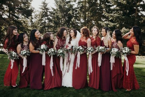 Red Burgundy Bridesmaid Dresses, Mix Match Red Bridesmaid Dresses, Red Shades Bridesmaid Dresses, Red Bridesmaid Dresses Mismatched, Mismatched Burgundy Bridesmaid Dresses, Mismatched Red Bridesmaid Dresses, Burgandy Bridesmaids Dress, Mixed Bridesmaid Dresses, Dark Red Bridesmaid Dresses