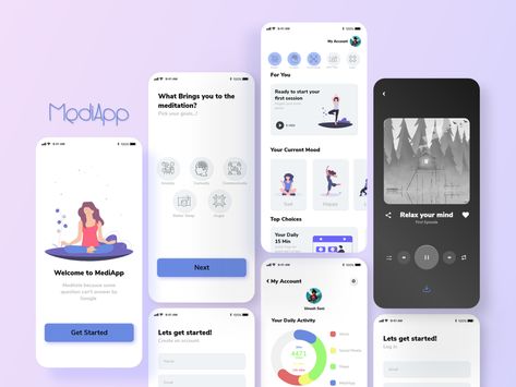 Meditation App Design, App Login, Meditation Apps, Current Mood, App Ui, App Design, Creative Professional, Meditation, Mindfulness