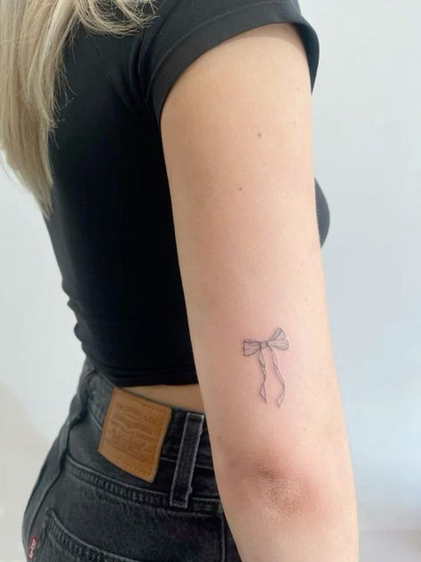 Bow Arm Tattoo, Cute Bow Tattoo, Bows Tattoo, Small Bow Tattoos, Tattoo Bow, Lace Bow Tattoos, Small Bow Tattoo, Bow Tattoos, Minimal Tattoo Designs