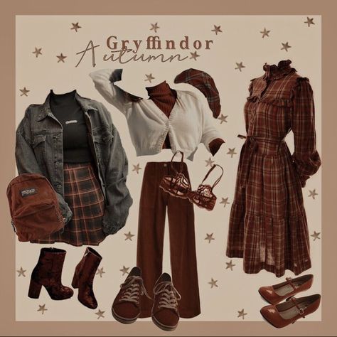 Ginny Inspired Outfits, Hogwarts Gryffindor Outfit, Harry Potter Aesthetic Outfits Gryffindor, Gryffindor Outfits Aesthetic, Griffendor Aesthetic Outfits, Hogwarts Inspired Outfits Gryffindor, Grifindor Outfit, Hogwarts Aesthetic Outfits Gryffindor, Griffindor Outfits Aesthetic