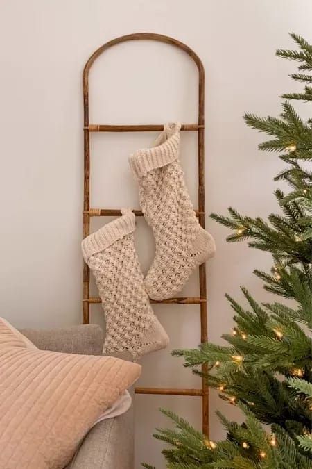 Visit to shop these Christmas decor ideas on Halfway Wholeistic's Liketoknow! Get inspired to buy these Christmas decoration ideas this season. There is nothing more chic than Christmas bedroom decor, as well as Christmas decor ideas for living room. Be sure to shop these amazing Christmas decor ideas 2021 trends too. These are trendy Christmas decorations for the home. There's nothing like Christmas decorations for your living room. #affiliatelink #Christmas #home Christmas Stocking On Ladder, Christmas Stockings Ladder, Blanket Ladder Christmas Stocking, Blanket Ladder Stocking, Where To Hang Christmas Stockings With No Fireplace, Stocking On Ladder, Ladder With Stockings Christmas, Blanket Ladder Stocking Holder, Stockings On Blanket Ladder