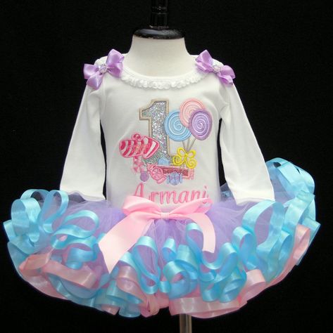 Candyland Dress, Teen Party Outfits, 19th Birthday Outfit, Birthday Toddler Girl, Birthday Outfit For Teens, Outfits Pastel, Ribbon Trim Tutu, 2nd Birthday Outfit, 1st Birthday Tutu