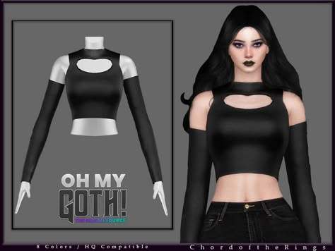 The Sims Resource - Oh My Goth Gothic Top Sims 4 Cc Goth, Minimal Dress, Gothic Tops, Sims 4 Downloads, Gothic Clothes, Sims Hair, Best Sims, Sims 4 Mods Clothes, Sims 1