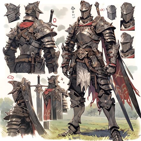 Medieval Armor Concept Art, Male Fantasy Armor, Anime Knight Art, Knight Armor Art, Fantasy Armor Art, Knight Armor Design Male, Knight Manhwa, Knight Character Design, Knight Concept Art