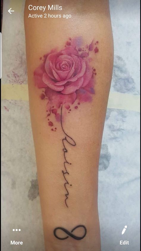 Rose With Stem Tattoo, Rose Stem Tattoo, Stem Tattoo, Pink Flower Tattoos, Rose Tattoo With Name, Rose With Stem, Single Rose Tattoos, Watercolor Rose Tattoos, Pink Rose Tattoos