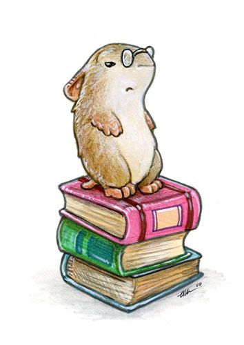 Animal Reading Book Drawing, Hamster Mood, Drawing Library, Library Inspiration, Surviving In The Wild, Animal Books, Hamsters, In The Wild, I Love Books