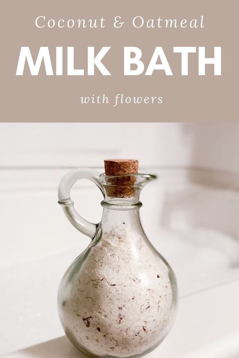 Learn how to make your own vegan milk bath! This DIY milk bath can help soothe itchy skin and provide relief for sunburn, eczema and psoriasis. How To Make Milk Bath, Milk Bath Recipe Diy, Baby Oatmeal Bath, Diy Milk Bath, Oatmeal Milk Bath, Milk Bath Diy, Bath Recipes Diy, Coconut Milk Bath Soak, Milk Bath Recipe