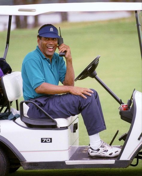 Former football star, O.J. Simpson, playing a round of golf in October of 1995, shortly after being acquitted of the double murders of his estranged wife Nicole Brown Simpson and her friend Ronald Goldman O J Simpson, Nicole Brown, Oj Simpson, 2000s Aesthetic, Marvin Gaye, Play Golf, Simple Things, Golf Club, Golf Clubs