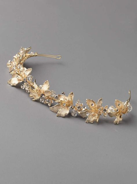 Etsy Gold Floral Bridal Headband, Gold Wedding Headband, Floral Crystal Headband, Bridal Headpiece, Rhine Gold Wedding Headband, Rose Gold Wedding Headpiece, Gold Leaf Headband, Fairy Headpiece, Vine Headband, Bridal Veils And Headpieces, Leaves Headband, Headband Bridal, Rose Gold Bridal