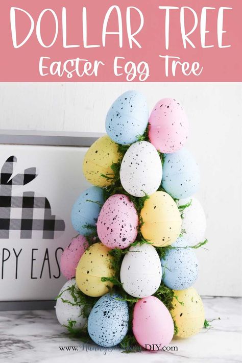 Learn how to make an Easter egg tree with this simple craft idea. Grab your supplies from Dollar Tree to turn plastic eggs into a rustic farmhouse decoration for your home. You only need three supplies to put this quick and easy dollar store DIY project together to add decor to your house this spring. Stackable Easter Eggs From Dollar Tree, Fun Preschool Crafts, Spring Diy Projects, Homemade Decorations, Easter Egg Tree, Egg Tree, Dollar Store Diy Projects, Tree Craft, Plastic Eggs