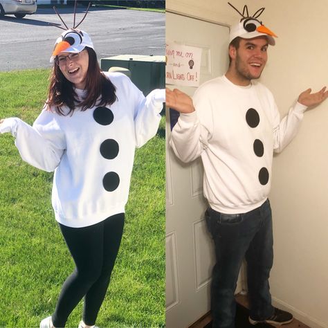 Diy Frozen Halloween Costumes, Womens Olaf Costume, Olaf And Sven Costume, Olaf Adult Costume, Snowman Dress Up, Diy Olaf Costume Adult, Diy Olaf Costume Women, Olaf Costume Diy Women, Snowman Diy Costume