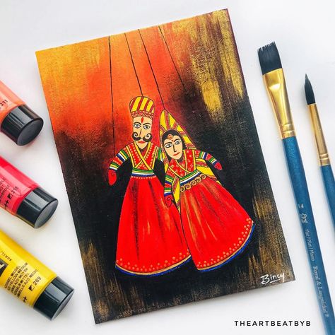 My first entry for the @ayushpaper cover contest inspired by the ‘Kathputli’ - string puppet dance from Rajasthan. Trying my hands with… Kathputli Painting, Kathputli Drawing, Puppet Drawing, Vacation Drawing, Galaxy Mandala, String Puppet, Mandala Inspiration, Sketch Images, Composition Painting