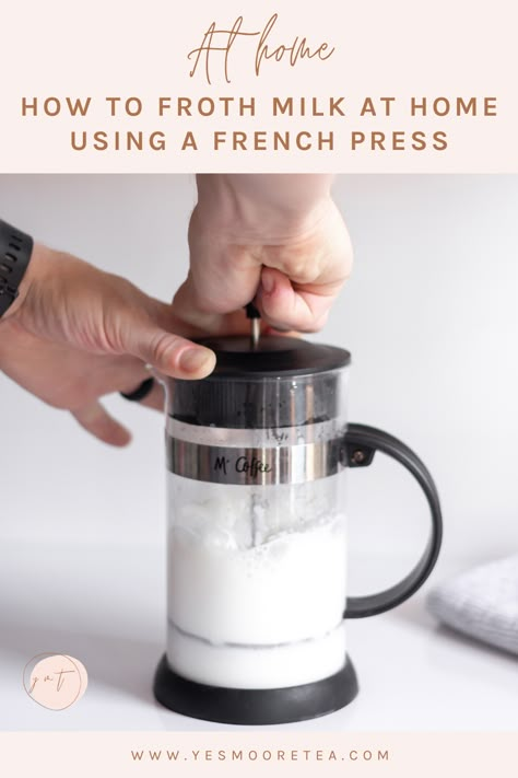 Frothing Milk At Home, How To Froth Milk, How To Use A French Press, How To Froth Milk At Home, French Press Coffee How To Make, French Press Latte, Froth Milk At Home, Frothed Milk Recipes, French Press Coffee Recipe