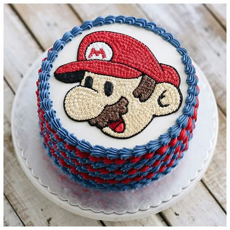 Buttercream Mario Cake, Mario Cake Buttercream, Cake Box Design, Doraemon Cake, Comic Cake, Mario Bros Cake, Train Birthday Cake, Super Mario Cake, Mario Cake