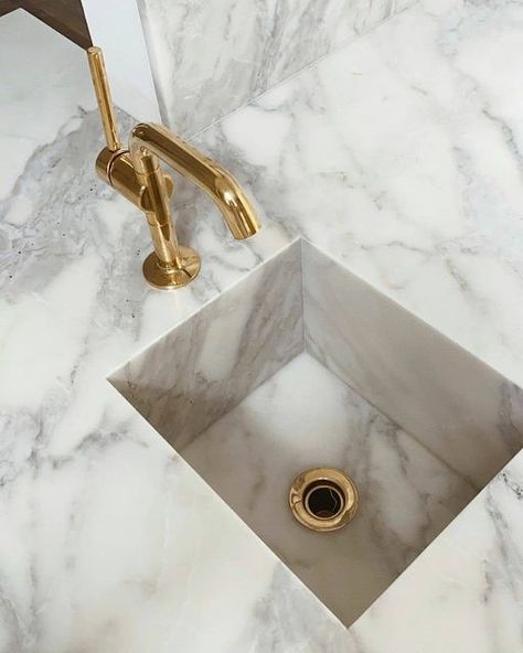 IRG - THE Stone Destination on Instagram: "Currently swooning over this integrated white marble sink designed by @geminteriorsii 😍 Material pictured: IRG Calacatta Oro Extra" Waterworks Kitchen, Most Beautiful Bathrooms, Bathroom Interior Ideas, White Marble Sink, Stone Bathroom Sink, Marble Bar, Bar Faucet, Stone Bar, Bar Faucets