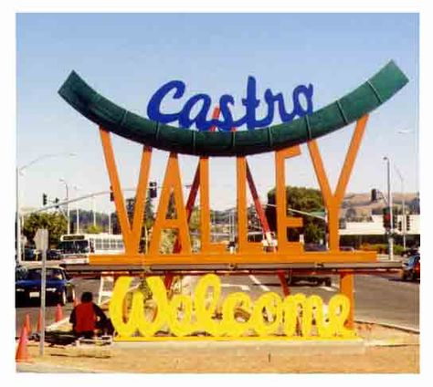 This sign is gone, public protested to have it removed for extreme ugly-ness in spite of expenses,  Castro Valley, California.  Go to www.YourTravelVideos.com or just click on photo for home videos and much more on sites like this. Castro Valley California, San Lorenzo, Old Pictures, Bay Area, Childhood Memories, Places Ive Been, Eden, Sweet Home, Favorite Places