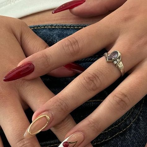 @nailzzbysteph on Instagram: "cherry red is IN for the szn 🍒"