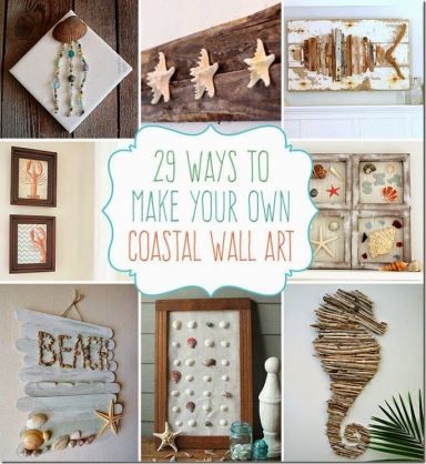 29 Best DIY Coastal Wall Art Ideas and Projects. #homedecor #beach #nautical #walldecor Beach Crafts Diy, Coastal Diy, Deco Marine, Wall Art Tutorial, Diy Wand, Beach Theme Bathroom, Beach Bathroom Decor, Beach Bathroom, Wall Art Crafts