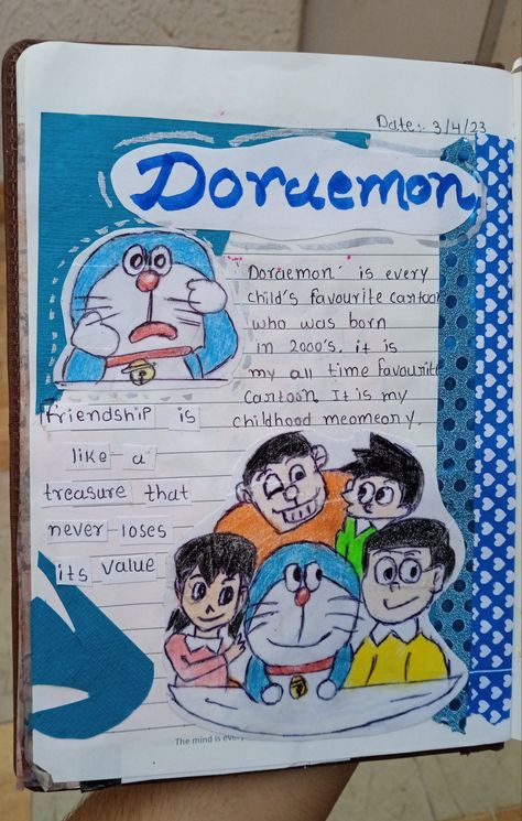 💙💙🥺✨ Doraemon Journal, Diary Decoration Ideas Creative, School Workout, Mini Drawing, Book Cover Art Diy, Creative Diary, Bulletin Journal, Bond Paper Design, Doremon Cartoon