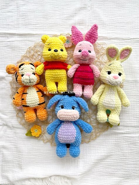 Winnie-the-Pooh Crochet Pattern PDF / Amigurumi crochet pattern / easy amigurumi baby toy Crochet Winnie The Pooh Characters, Crochet Winnie The Pooh Pattern Free, Winnie The Pooh Crochet Patterns Free, Crochet Decor Patterns, Winnie The Pooh Crochet Pattern, Winnie The Pooh Amigurumi, Crochet Stuff Animals, Baby Crochet Gifts, Crochet Piglet