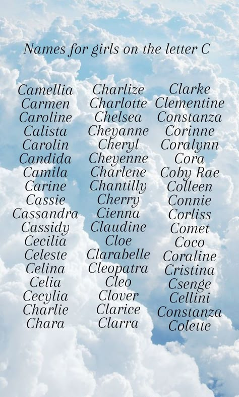 Names For Characters, The Letter C, Names For Girls, Best Character Names, Baby Name List, Fantasy Names, Creative Names, Aesthetic Names