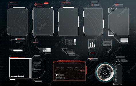 Vr Ui, Futuristic Hud, Technology Design Graphic, Sci-fi Ui, Cyberpunk Games, Frame Layout, Game Interface, Game Ui Design, Graphic Design Fonts