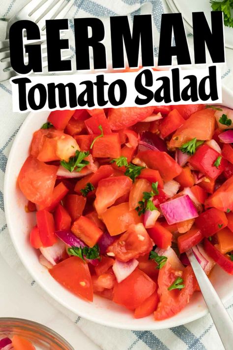 Roma Tomato Salad, Chopped Tomato Recipes, Roman Tomato Recipes, German Tomato Salad, Tomato Salad Ideas, Raw Tomato Recipes, Fresh Tomato Recipes Salad, Tomatoe Salad Recipe, Cherry Tomato Recipes Salad